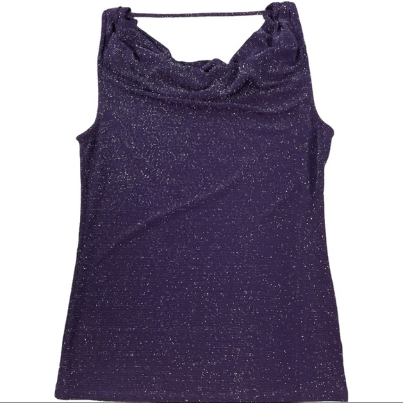 Jennifer Lopez size small sparkly purple sleeveless top with cowl neck - Picture 6 of 11